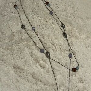 Elegant Silver and Brown Beaded Necklace